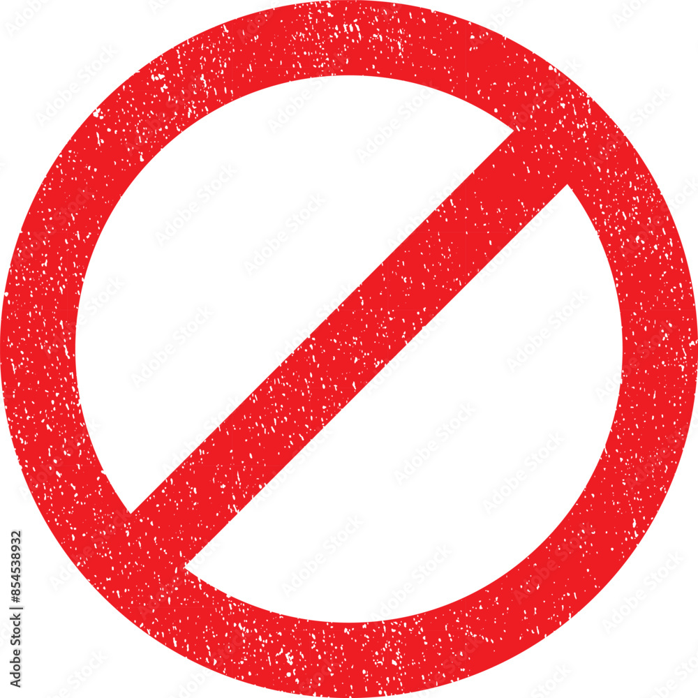 Forbidden sign in red ink stamp, isolated with white background. forbidden empty template crosser out prohibit caution circle.
