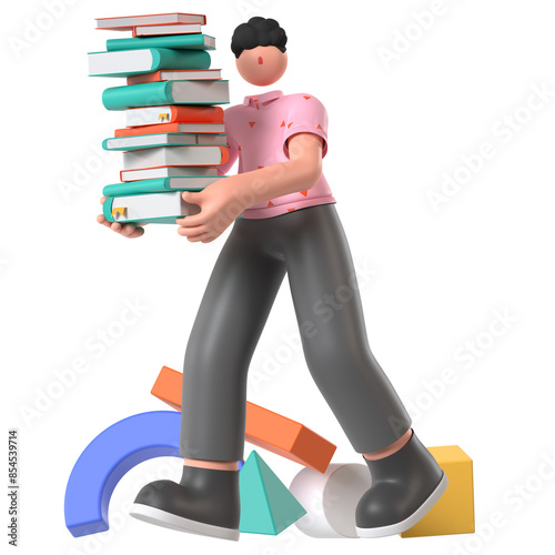 Bring Books School Education 3D Illustration