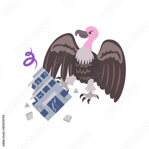 ハゲタカファンド。フラットなベクターイラスト。
A vulture fund. Flat vector illustration.