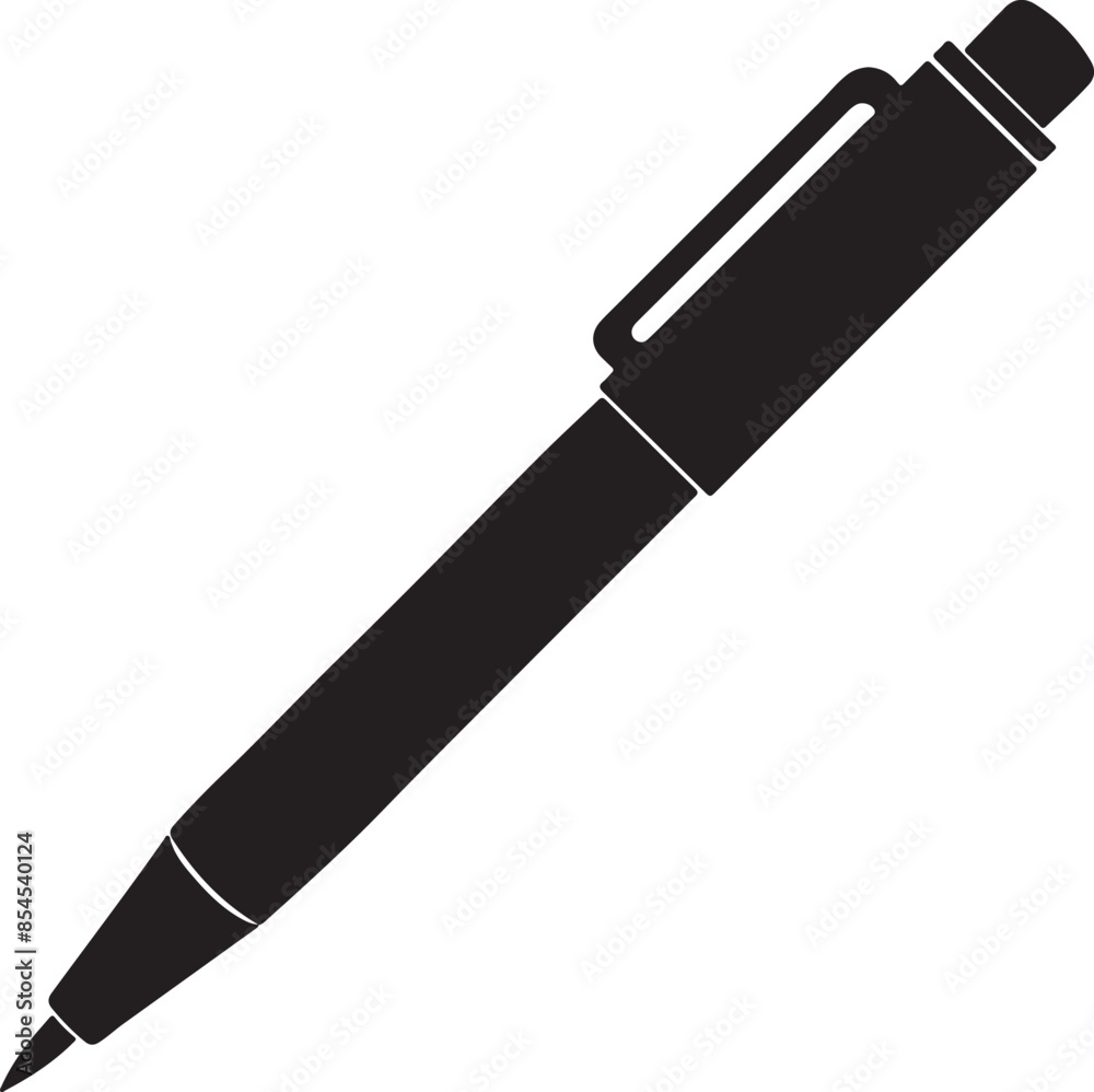 Pen Silhouette. Pen Icon Vector Illustration Isolated On white background. Learning and education icon. Flat vector in black and white.. Pens and pencils isolated. Writing tools icons set. Pen Silhouette. Pen Icon Vector Illustration Isolated On white background. Learning and education icon. Flat vector in black and white.. Pens and pencils isolated. Writing tools icons set.