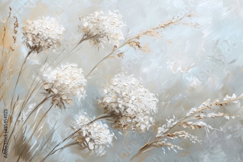 Oil painting of a close up on pale fireworks backgrounds flower nature.