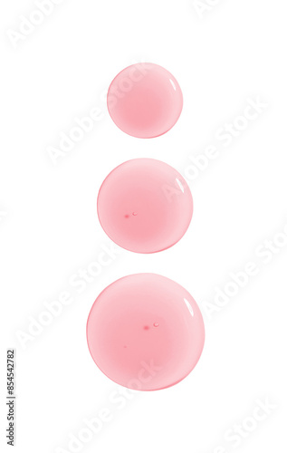 round drops of serum gel texture cosmetic products on a transparent background top view