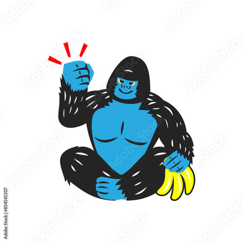 握力ゴリラ。シンプルなベクターイラスト。
A gorilla gripping. Simple vector illustration.