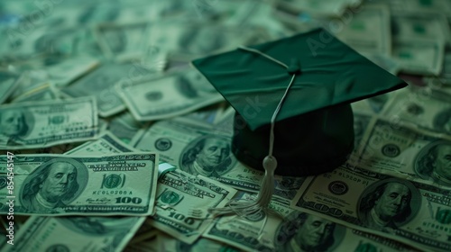 The graduation cap on money photo