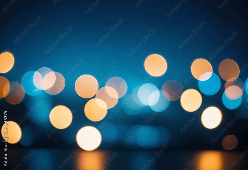 Fototapeta premium City blurring lights abstract circular bokeh on blue background