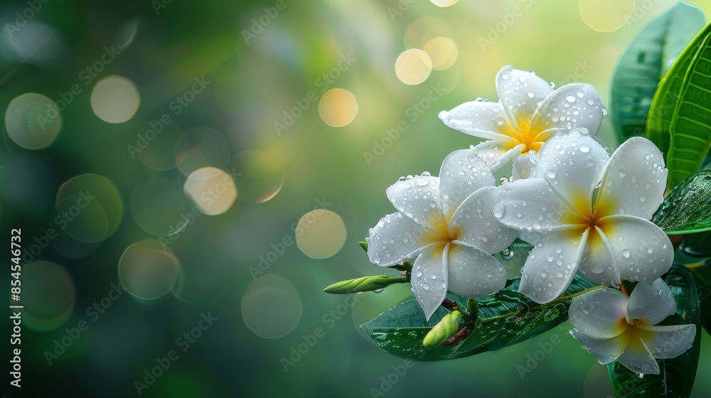 white frangipani flowers The pure white petals contrast beautifully with the green foliage. Create a serene and elegant image of the subtle charm of nature. white frangipani flowers The pure white petals contrast beautifully with the green foliage. Create a serene and elegant image of the subtle charm of nature.