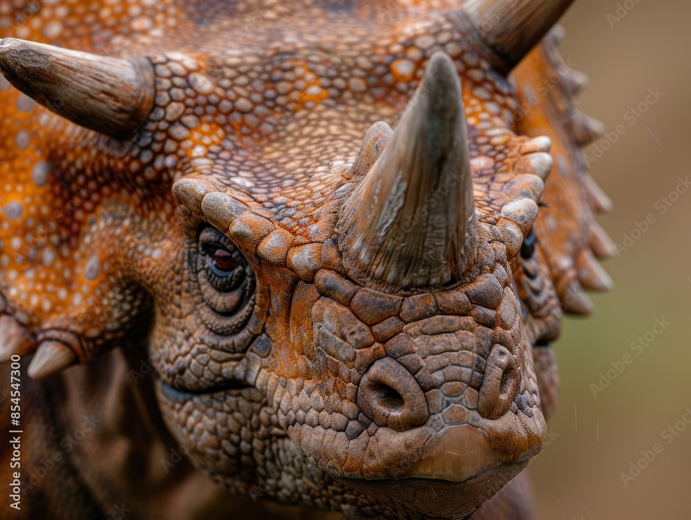 Fototapeta premium Close-up of a horned lizard with intricate scales