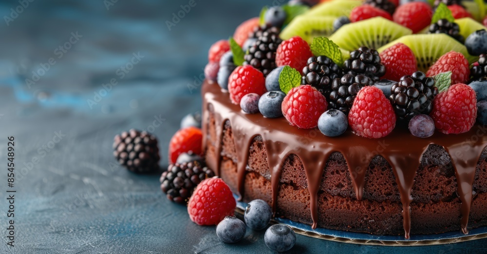 Decadent chocolate cake with fresh berries Decadent chocolate cake with fresh berries
