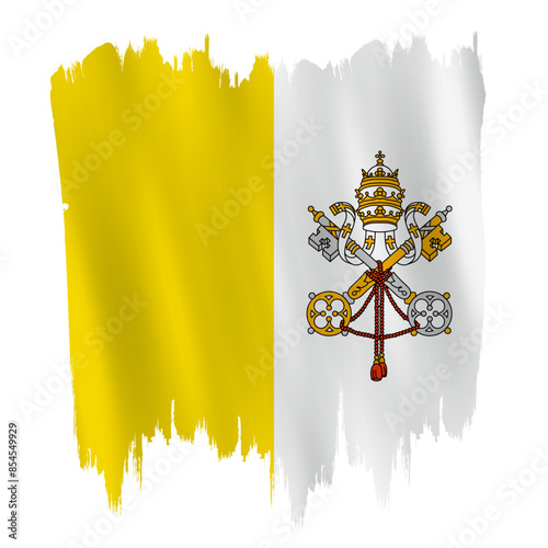 Vatican flag country on brush paint stroke.