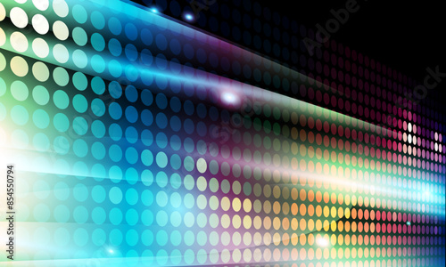 Large led projection screen panel. Light show on the stage black background.