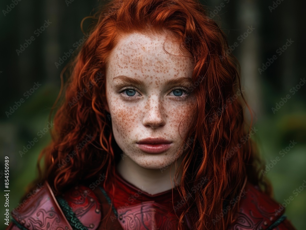 Captivating portrait of a young woman with vibrant red hair and freckles Captivating portrait of a young woman with vibrant red hair and freckles