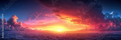 Dramatic Sunset Over a Sea of Clouds