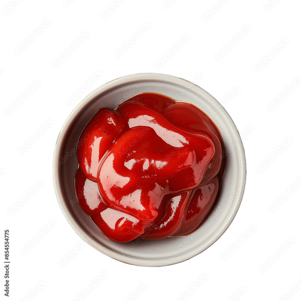 Ketchup in bowl isolated on transparent background PNG Portion of tomato sauce Ketchup in bowl isolated on transparent background PNG Portion of tomato sauce