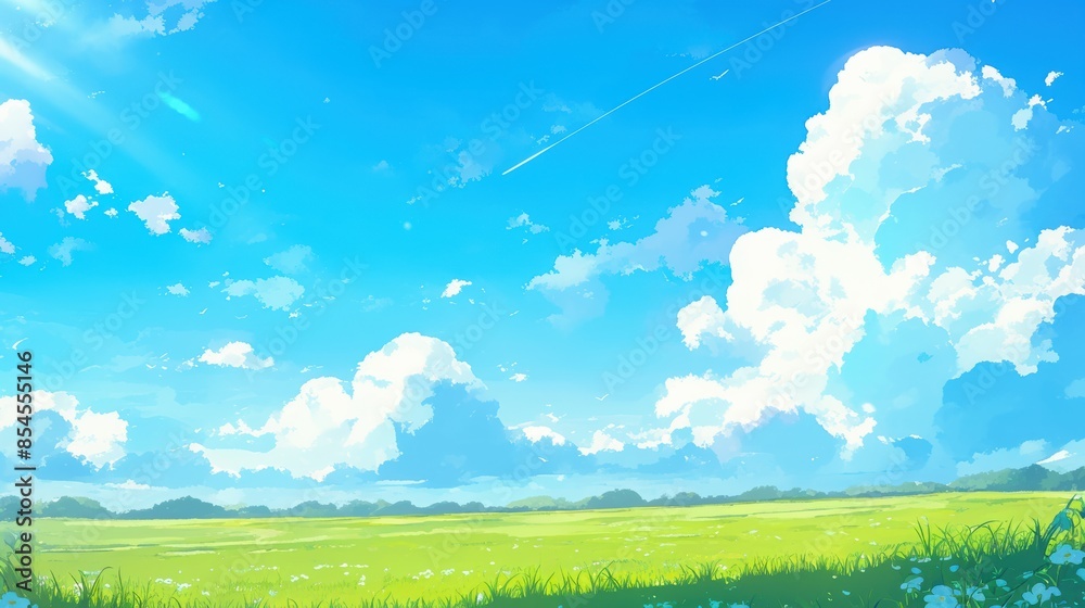 Sunny day sky scene cartoon vector illustration Sunny day sky scene cartoon vector illustration