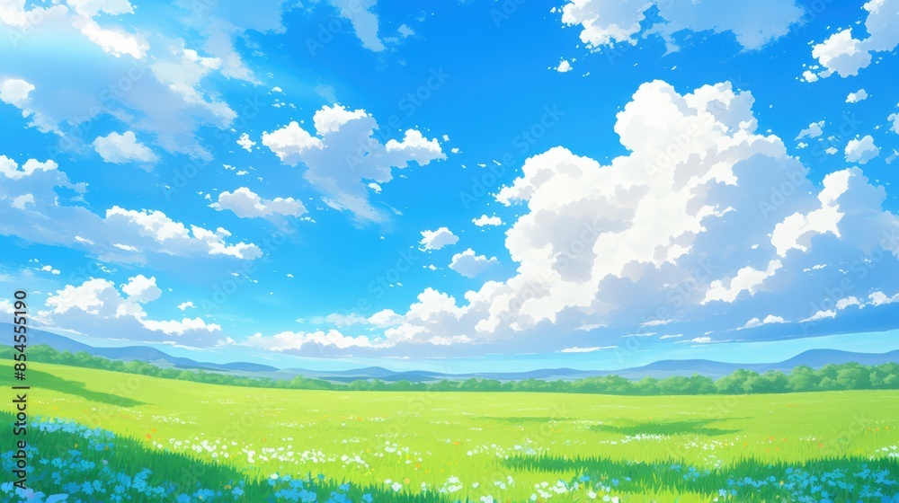Sunny day sky scene cartoon vector illustration Sunny day sky scene cartoon vector illustration
