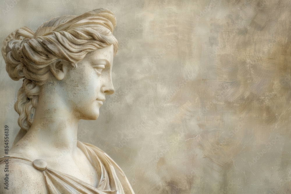Naklejka premium Oil painting of on pale Female Greek sculpture portrait statue art.