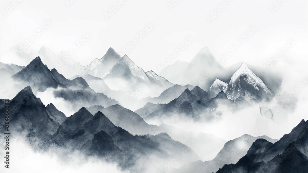 custom made wallpaper toronto digitalbeautiful mountain ink painting landscape