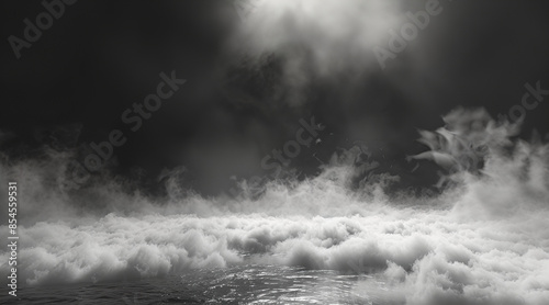 Smoke black ground fog cloud floor mist background steam dust dark white horror overlay. Ground smoke haze night black water atmosphere 3d magic spooky smog texture isolated transparent effect circle