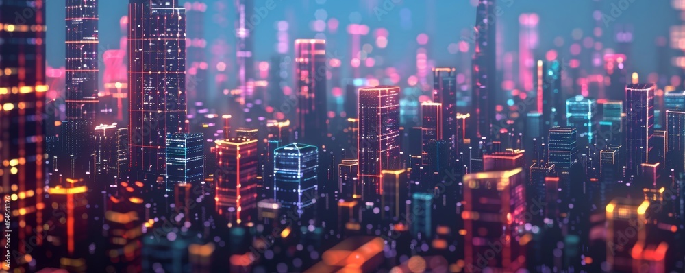 Abstract digital city concept with AI and machine learning technology Futuristic digital landscape with interconnected nodes and artificial intelligence icons Abstract digital city concept with AI and machine learning technology Futuristic digital landscape with interconnected nodes and artificial intelligence icons