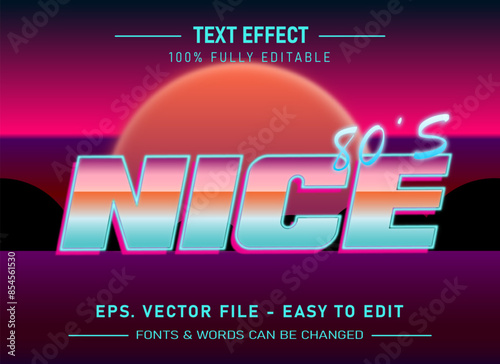 Retro vintage editable text effect 70s and 80s text style