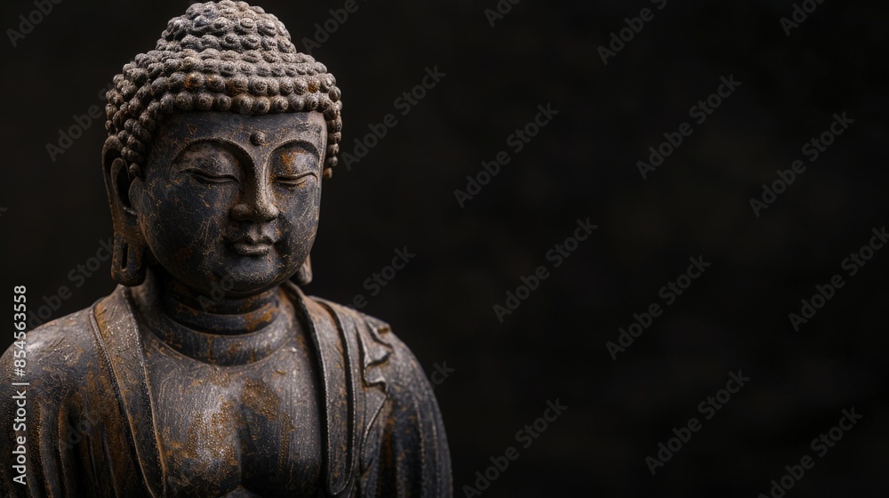 buddha statue on a dark background with copyspace for text buddha statue on a dark background with copyspace for text