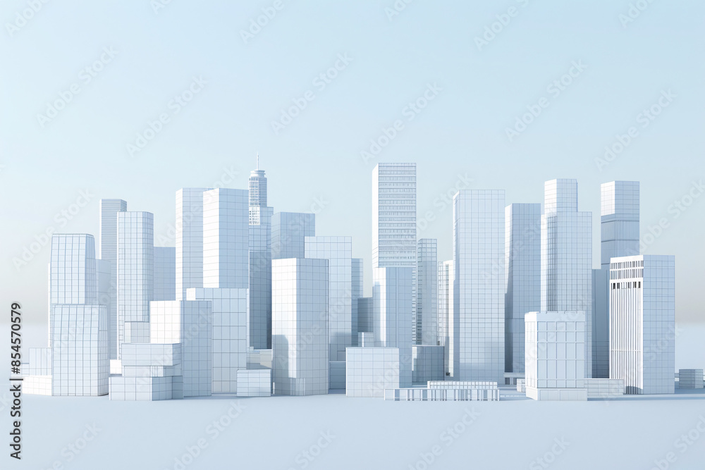 clay 3D render of buildings without textures clay 3D render of buildings without textures