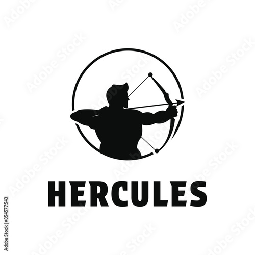 hercules archer logo design concept idea with label circle