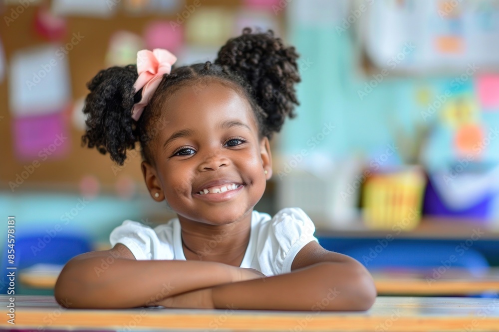 Little black girl Happy student in classroom happy person female. Little black girl Happy student in classroom happy person female.