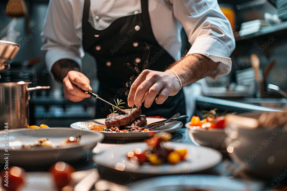 Professional chef preparing a gourmet dish Professional chef preparing a gourmet dish