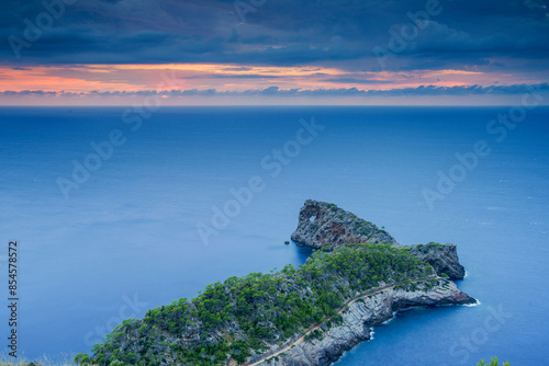 sunset at Sa Foradada, Natural area of the Serra de Tramuntana., Majorca, Balearic Islands, Spain photo