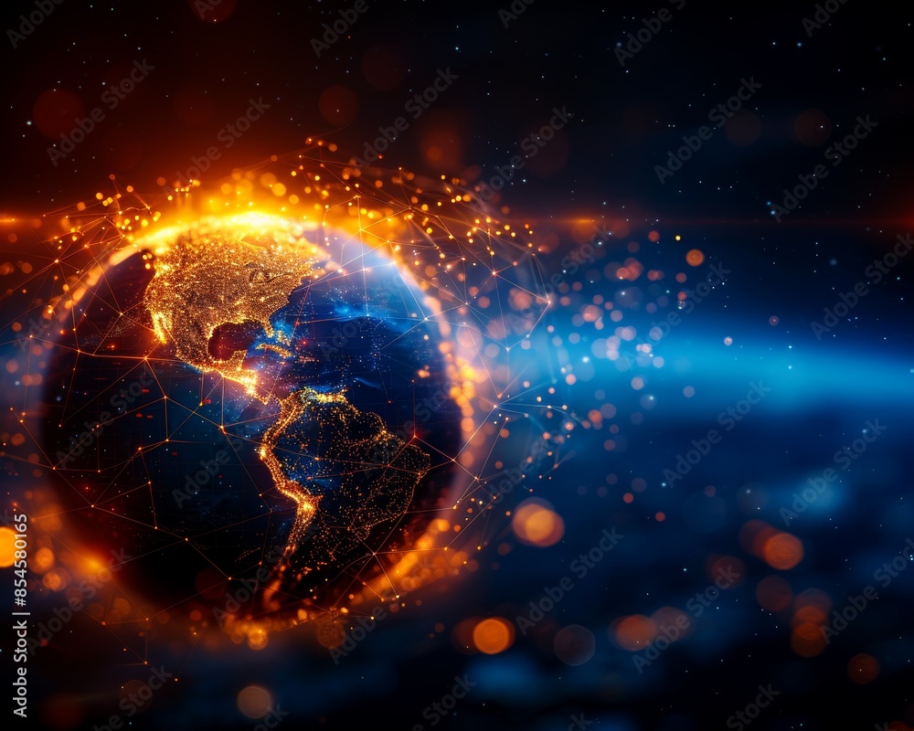 Stunning view of Earth from space with a glowing atmosphere, showcasing the beauty and mystery of our planet in a cosmic perspective. Stunning view of Earth from space with a glowing atmosphere, showcasing the beauty and mystery of our planet in a cosmic perspective.