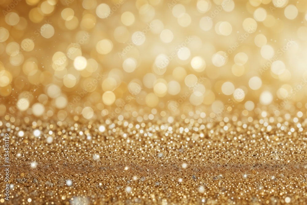 Abstract golden background with bokeh effect and shining defocused glitters. Festive gold texture for Christmas, New Year, birthday, celebration, greeting, victory, success, magic party. Abstract golden background with bokeh effect and shining defocused glitters. Festive gold texture for Christmas, New Year, birthday, celebration, greeting, victory, success, magic party.