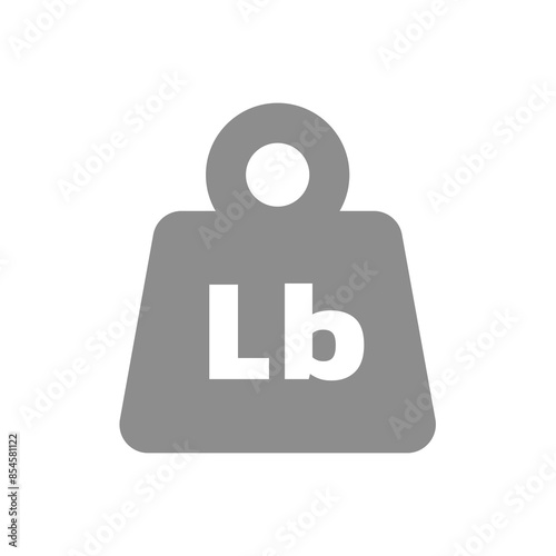 Kettlebell with lb vector icon. Pound weight or heavyweight symbol.