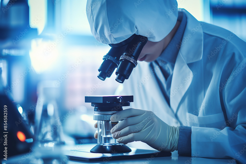 Doctor scientist working in modern hi-tech laboratory with innovation research, Generative AI illustration Doctor scientist working in modern hi-tech laboratory with innovation research, Generative AI illustration