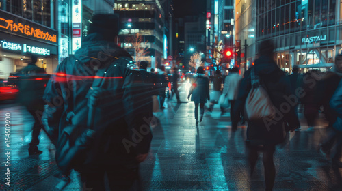 Wallpaper Mural Nighttime Rush in the City. People Moving Through Busy Streets Torontodigital.ca