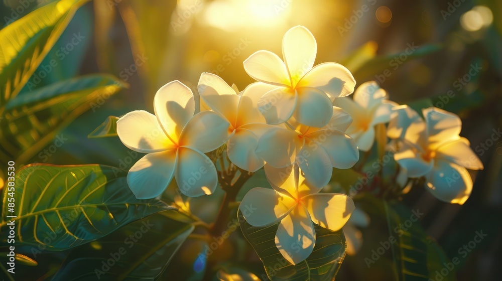 Plumeria illuminated by sunlight Plumeria illuminated by sunlight