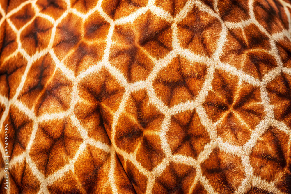 Close-up of giraffe fur with orange and white geometric patterns, highlighting natural design. Close-up of giraffe fur with orange and white geometric patterns, highlighting natural design.