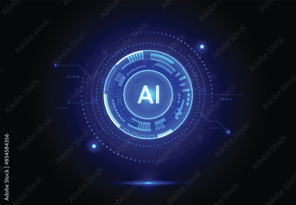 Artificial intelligence chipset on circuit board in futuristic concept technology artwork for web, banner, card, cover. Vector illustration Artificial intelligence chipset on circuit board in futuristic concept technology artwork for web, banner, card, cover. Vector illustration