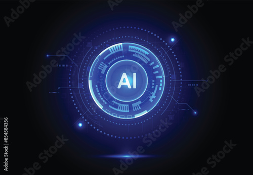 Artificial intelligence chipset on circuit board in futuristic concept technology artwork for web, banner, card, cover. Vector illustration