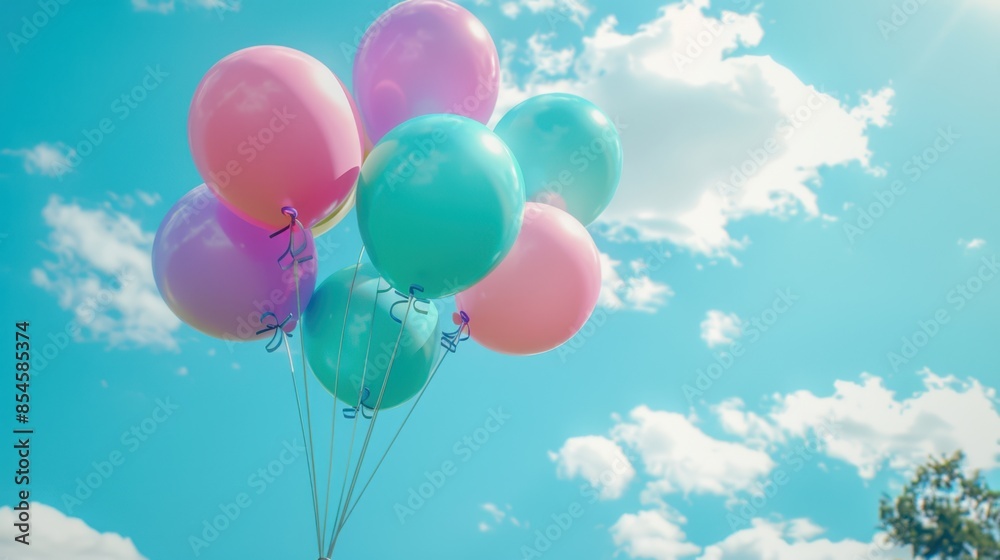 The cluster of colorful balloons