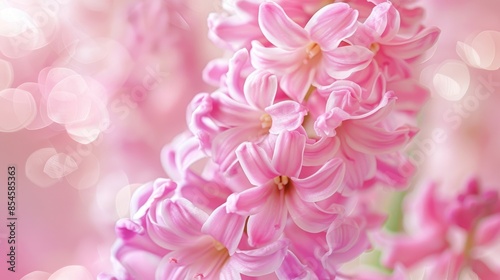 Symbolic Scent of Pink Hyacinth Spring Bloom Photography with Greeting Card © AkuAku