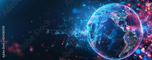 Wallpaper Mural Abstract globe surrounded by digital transformation elements, representing technology and connectivity in a digital world Torontodigital.ca