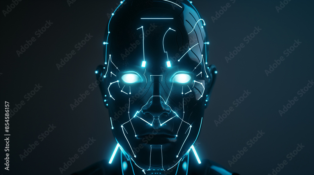 Glowing AI Robot Face with Illuminated Circuits
Glowing AI Robot Face with Illuminated Circuits