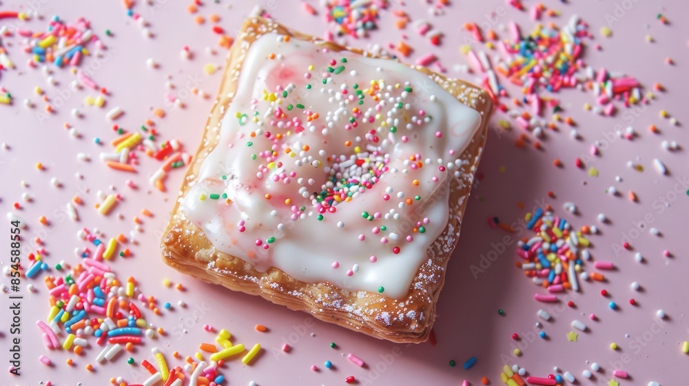 Strawberry toaster pastry with icing and sprinkles
