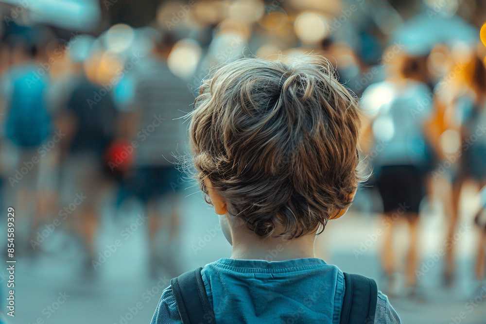Poor little kid lost in big city forest woods airport street, Generative AI modern technology picture Poor little kid lost in big city forest woods airport street, Generative AI modern technology picture