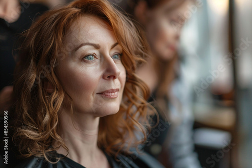 Wallpaper Mural Hairdresser salon room interior, hair specialist making hairdo hairstyle to client, Generative AI Torontodigital.ca