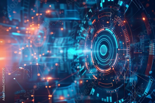 Wallpaper Mural Abstract digital transformation background with technology concept Futuristic digital landscape with interconnected lines and nodes, representing innovation and modernization in technology Torontodigital.ca