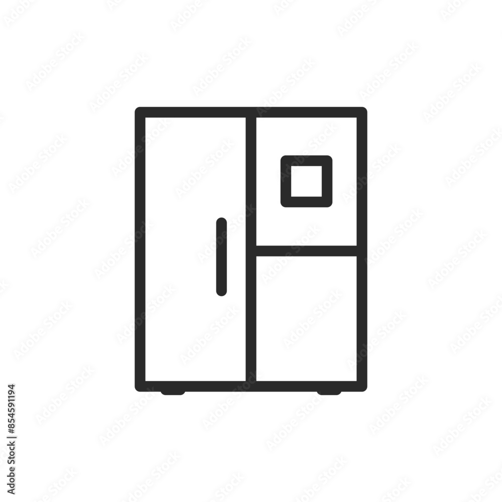Refrigerator, linear style icon. A refrigerator, cold storage or kitchen appliances. Editable stroke width. Refrigerator, linear style icon. A refrigerator, cold storage or kitchen appliances. Editable stroke width.
