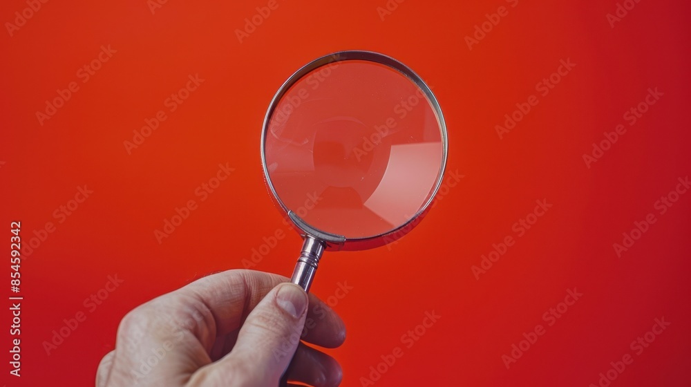 The magnifying glass on red The magnifying glass on red