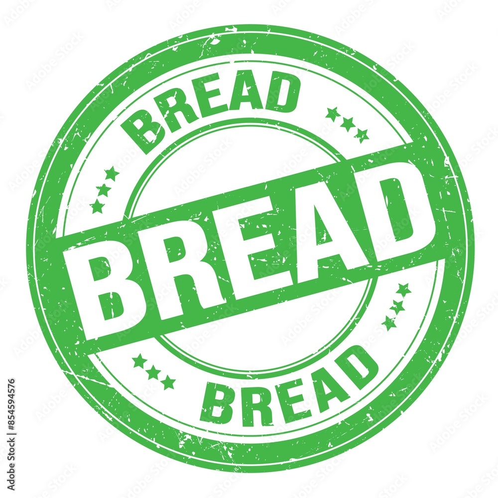 BREAD text written on green round stamp sign